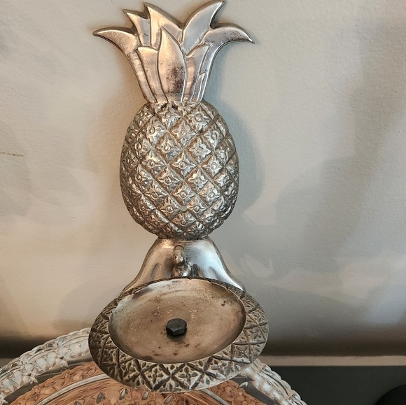 🍍Vintage Heavy Metal Pineapple 🕯 Candle Sconce Pewter - Picture 9 of 11